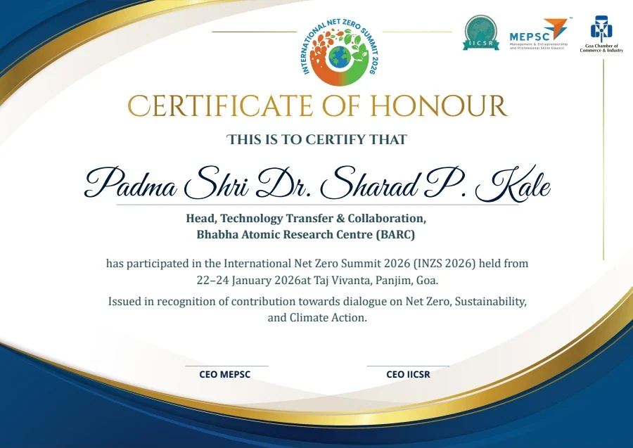 International Net Zero Summit - Blue and gold layout certificate design