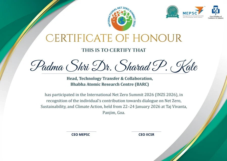 International Net Zero Summit - Green and gold layout certificate design