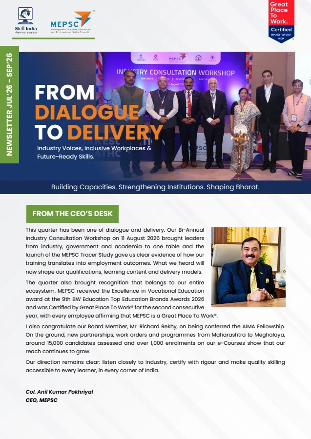 MEPSC Newsletter cover - From Dialogue to Delivery