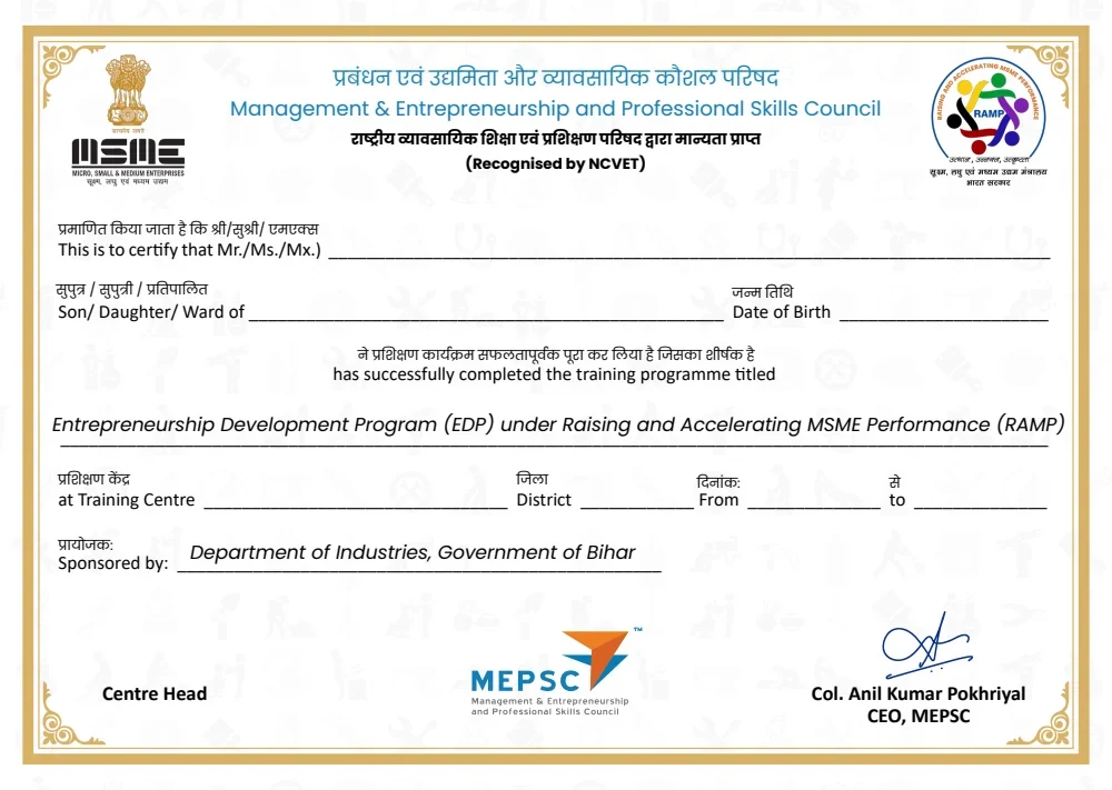 Training programme certificate